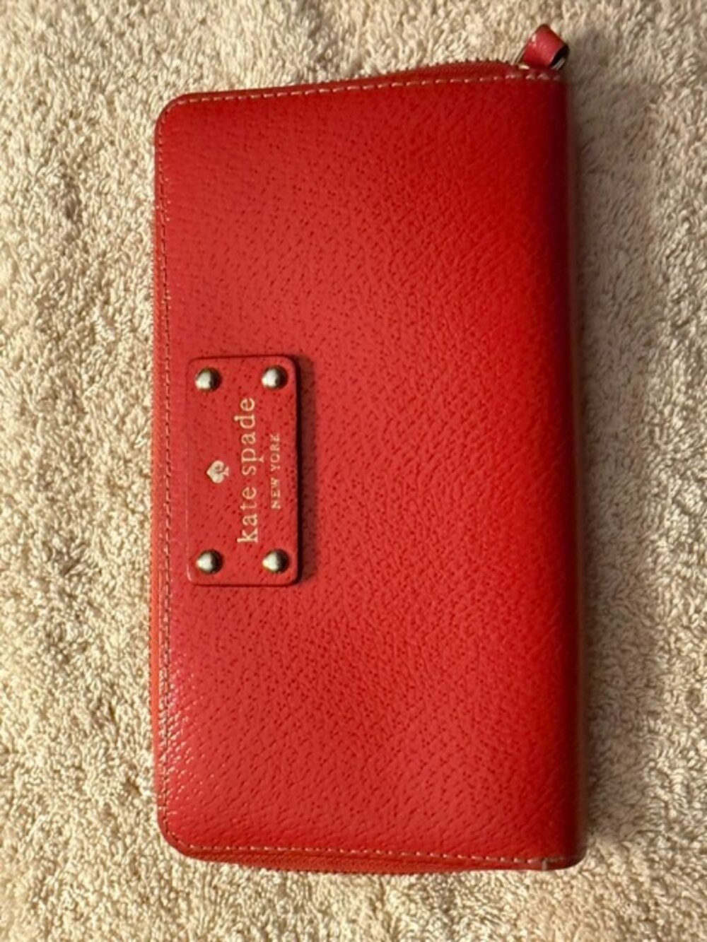 Kate Spade New York Red Leather Zip Around Continental Wallet